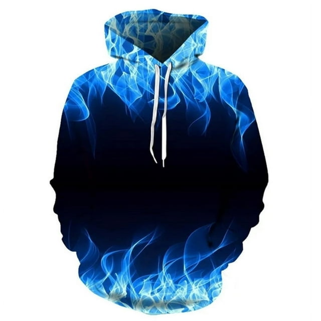 Nouveau Sweat à Capuche Flamme Colorée 3D Fluorescent pour Hommes et Femmes Automne Hiver Graphique Optique