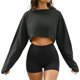 thumbnail image 1 of TaTaai Ladies Long Sleeve Crewneck Sweatshirt Solid Color Casual Pullover Hoodless Fleece Top Winter Warm Wear Gift, 1 of 9
