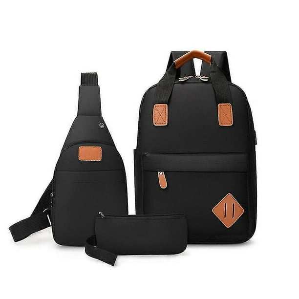 3pcs School College Backpack Sets Unisex Laptop Backpack + Chest Pack + Wallet For Travel Business Casual