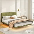 thumbnail image 2 of GDF Studio Full Size Modern PU Leather Platform Bed Frame with LED Light, Green, 2 of 7
