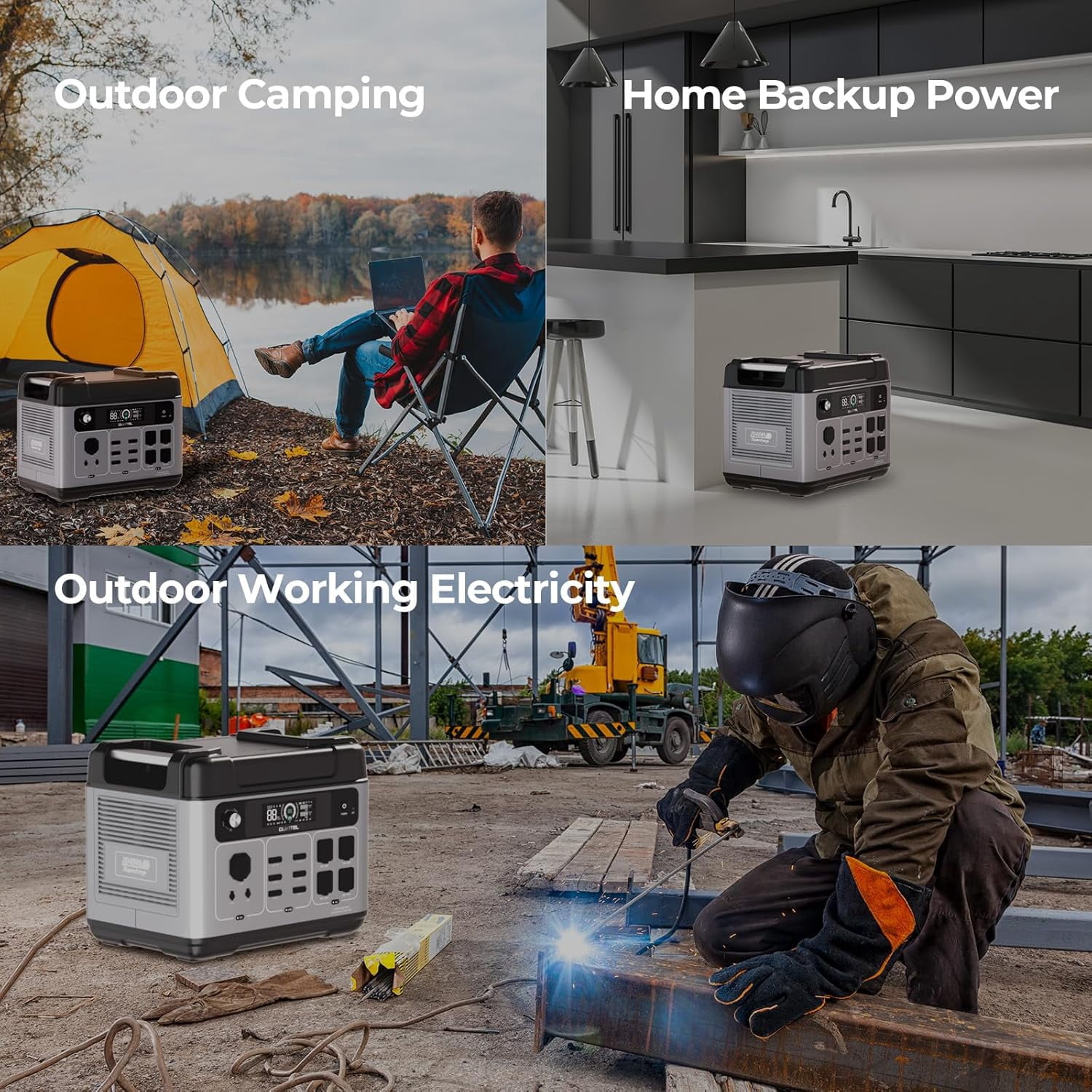 OUKITEL P2001 Plus 2400W Power Station with 200W Solar Panel, 2048Wh Solar Generator with 4 AC, 1.5H Full Charging, APP Control Battery Backup for Home, Camping