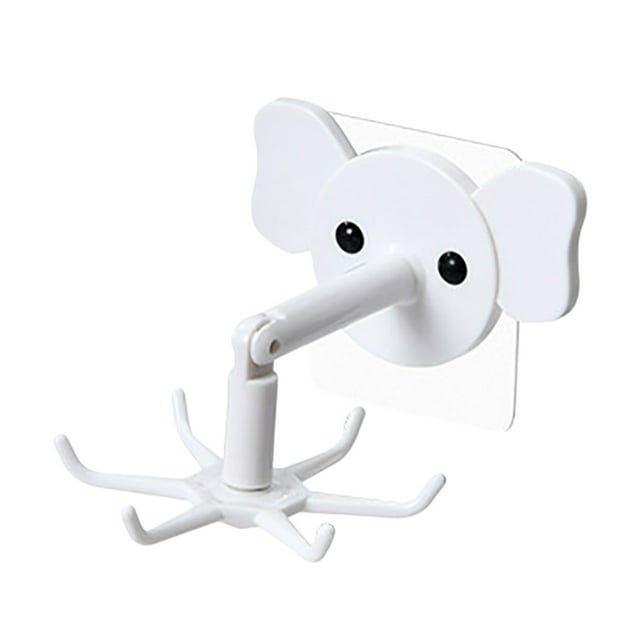 Cqxid Hooks Under $5 Non-marking Plastic Powerful Kitchen Shelf Multifunctional Rotation No Perforation Rotation Retractable Six Hooks