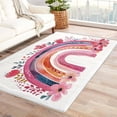 thumbnail image 1 of Rainbow Rugs for Bedroom - 5x8 Rug, Pink Cute Floral Soft Non Skid Machine Washable Rugs, Girls Kids Cozy Low Pile Large Carpet for Living Room Dining Room College Dorm, 1 of 7