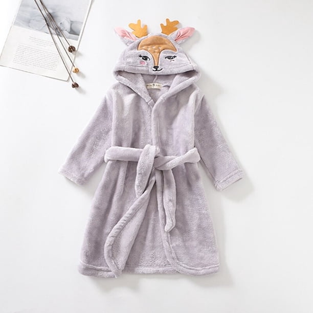 Albornoz para bebé, bata de baño suave con capucha para niños, ropa de algodón para niños, toallas de manga larga para niñas, ropa de dormir de invierno, albornoz de animales para niños 5T Gao Jinjia LED