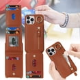 thumbnail image 3 of iPhone 14 pro Case with Card Holder for Women, iPhone 14 pro Phone Case Wallet with Strap Credit Card Slots Crossbody with Kickstand Zipper Case for iPhone14pro - Brown, 3 of 14