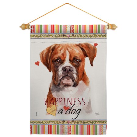 Boxer Happiness Garden Flag Set Dog 13 X18.5 Double-Sided Yard Banner