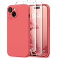 thumbnail image 1 of Shiyou-pour Étui iPhone 15, Compatible avec MagSafe, Protection Complète de la Caméra, 2 Protecteurs d'Écran, Étui de Téléphone en Silicone Magnétique Antichoc pour iPhone 15 6.1 Pouces, Rouge, 1 of 4