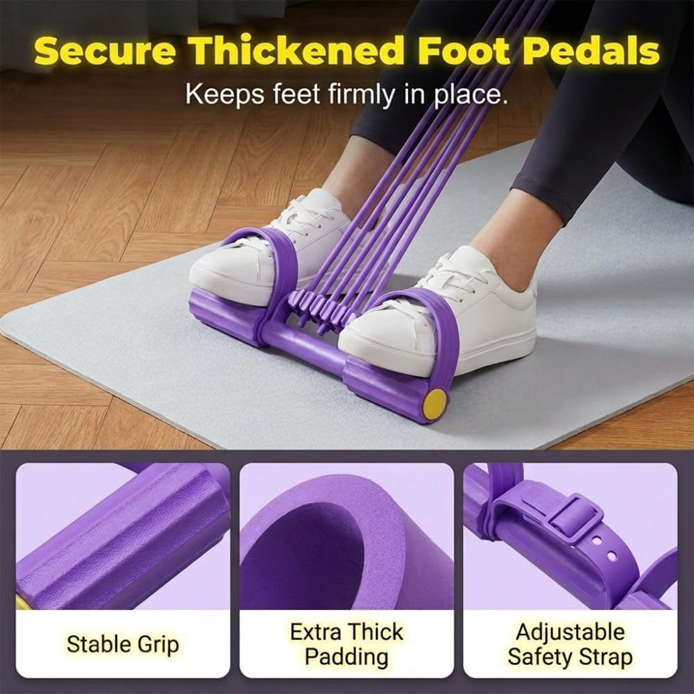 3 in 1 Multifunction Pedal Resistance Band,10-Tube Pedal Resistance Device,Adjustable Pedal Resistance Band with Handle,Natural Latex Sit-Up Trainer,Full-Body Shaping