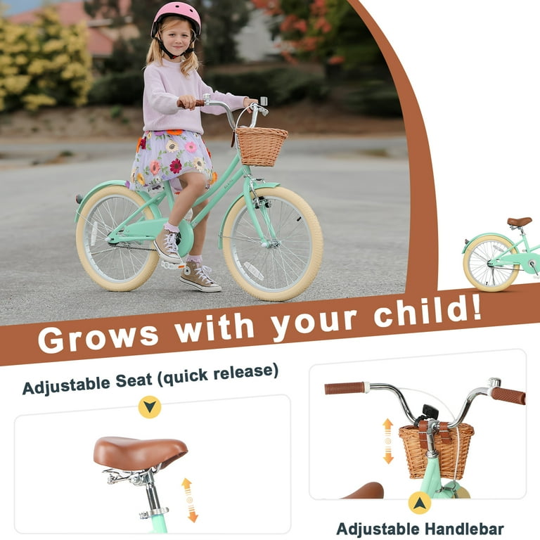 Glerc 20-inch Kids Bike for Girls 7-13 Years, Mint Green