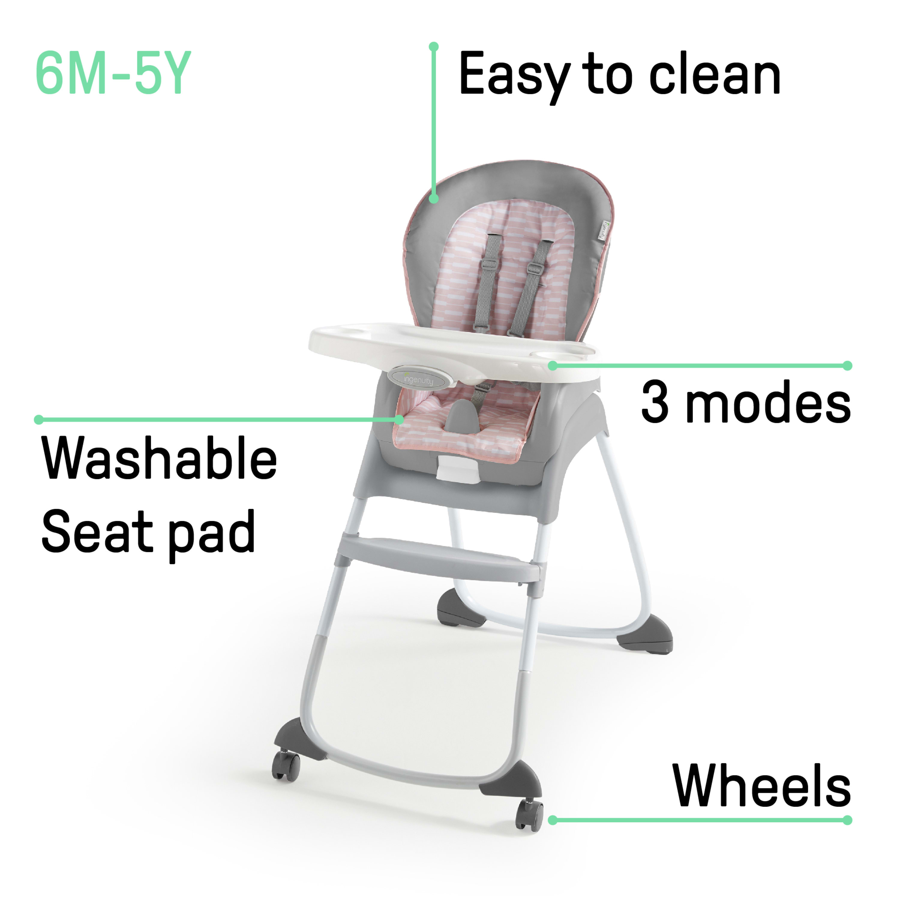 Ingenuity Trio 3-in-1 Convertible High Chair, Toddler Chair, Booster Seat - Flora The Unicorn - image 4 of 18