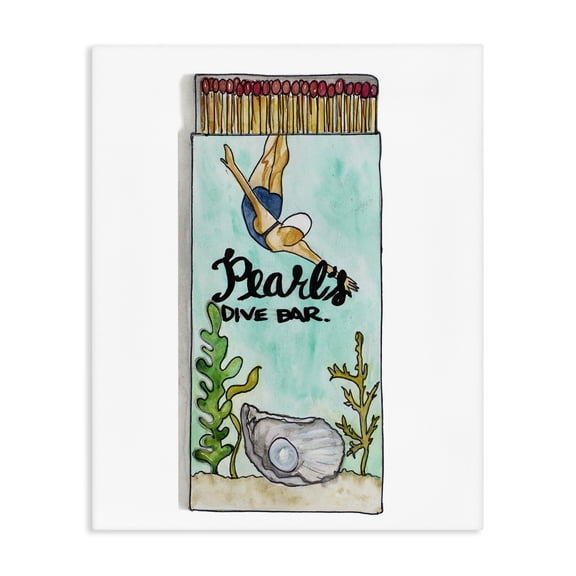 Stupell Industries Cottage Pearl Dive Matchbook Canvas Art, 16 x 20, by Nola James