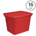 thumbnail image 2 of Sterilite 18 Gallon Plastic Stackable Storage Tote Container, Red (16 Pack), 2 of 5