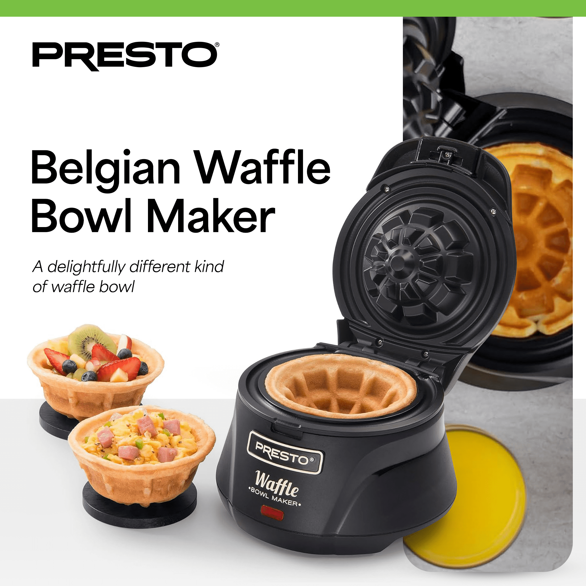 Presto 03500 Belgian Waffle Bowl Maker, 4-Inch Thickness - Walmart.com