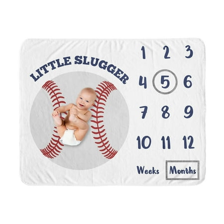 UPC: 0846480083771 | Baseball Sports Milestone Baby Blanket by Sweet Jojo Designs