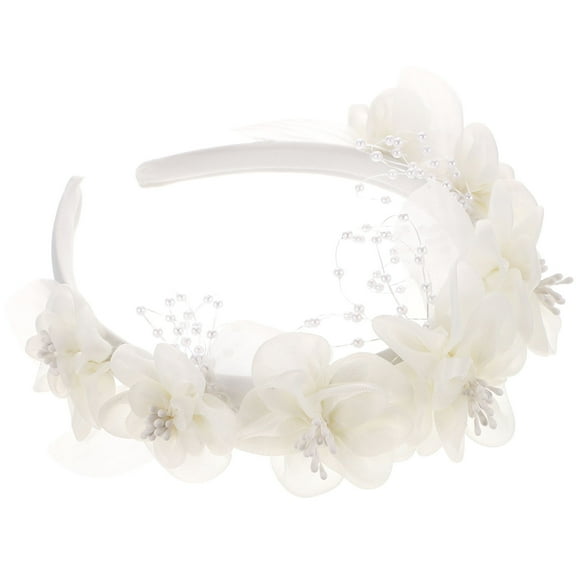 Soimiss Hair Band for Women's White Cloth Headband Bride Headwear Flower Headdress Decoration Party Accessory 1Pc 0.35inx1.18in