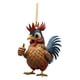 thumbnail image 5 of Colgante de pollo de dibujos animados, adorno decorativo para coche, llavero de pollo acrílico Azul, 5 of 9