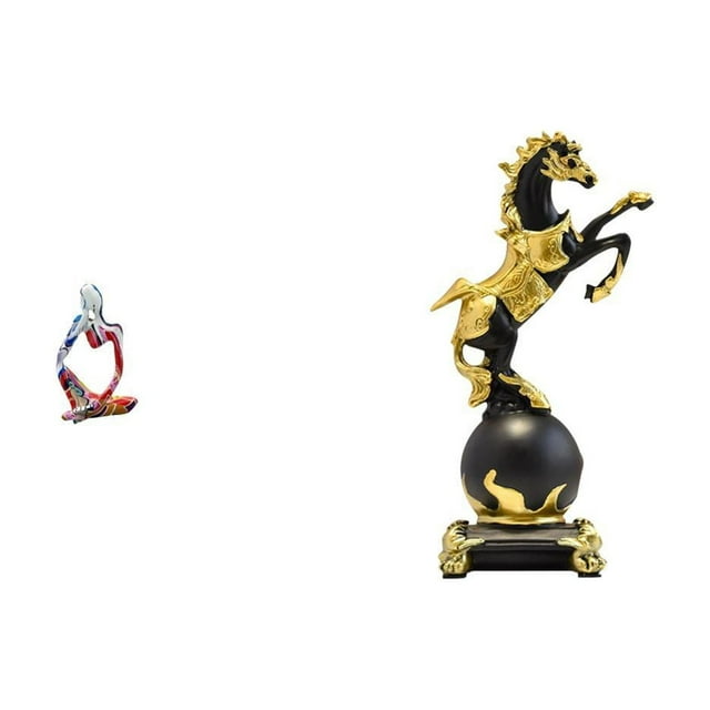 Estatua de resina de un caballo sentado, figura pensativa, adorno decorativo de escritorio, escultura única de arte abstracto para estantería, ideal p