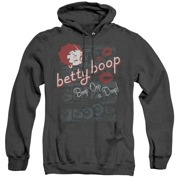 Betty Boop Boop Oop Adult Heather Hoodie Sweatshirt Black