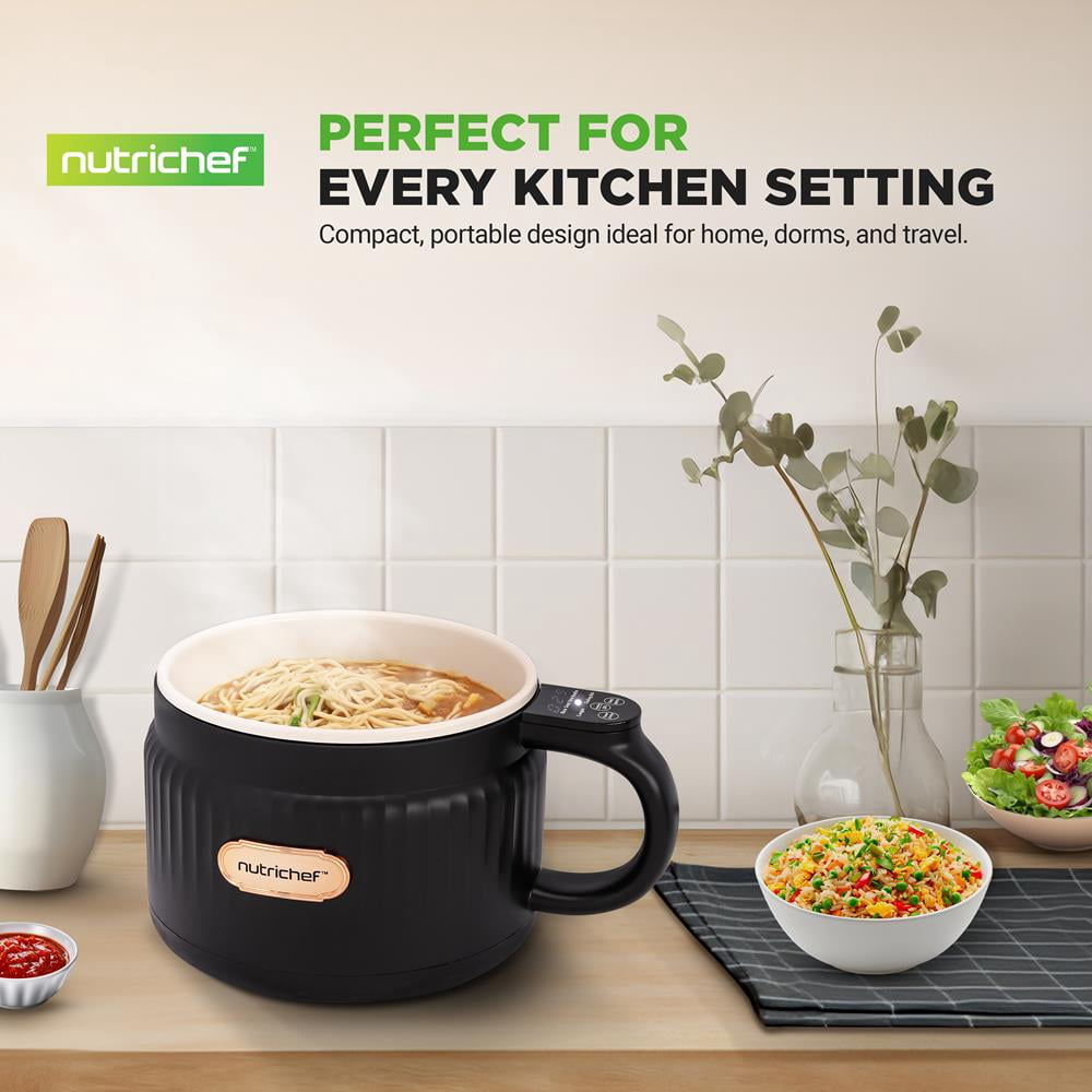 1.6L Portable Electric Rice Cooker, Multi-Functional with Non-Stick Ceramic Coating, Digital Control Panel, 6 Optional Functions, Anti-Burn Dry, Automatic Power-Off (Black)