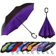 thumbnail image 1 of Mrtlloa 40/49/56 Inch Oversize Windproof Inverted Reverse Upside Down Umbrella Golf Size Rain Umbrella Double Layer C-Shaped Handle For Men Women And Kids(Purple 49 Inch), 1 of 4