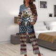 thumbnail image 6 of Kuiaobaty Knight Otter Grunge American Flag Pajamas Set for Women Long Sleeve Sleepwear Nightwear Pjs Sets Soft Lounge Set Button Up Tops and Bottoms with Pocket, 3XL, 6 of 7