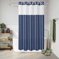 thumbnail image 6 of No Hook Shower Curtain, Navy Blue Striped Shower Curtains for Bathroom with See Through Top Window, Navy Blue White Farmhouse Stripes Waterproof & Washable Bath Curtain Stand Up Stall 36"x72", 6 of 9