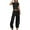 Black, variant on Wlynlyn Womens Two 2 Piece Sets Cap Sleeve Crop Top Long Pant Lounge Set Casual Outfits Tracksuit S-XXL