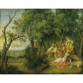 thumbnail image 2 of Nicolas Lancret 24x20 Black Ornate Framed Double Matted Museum Art Print Titled: The Bird Catchers (C.1738), 2 of 5