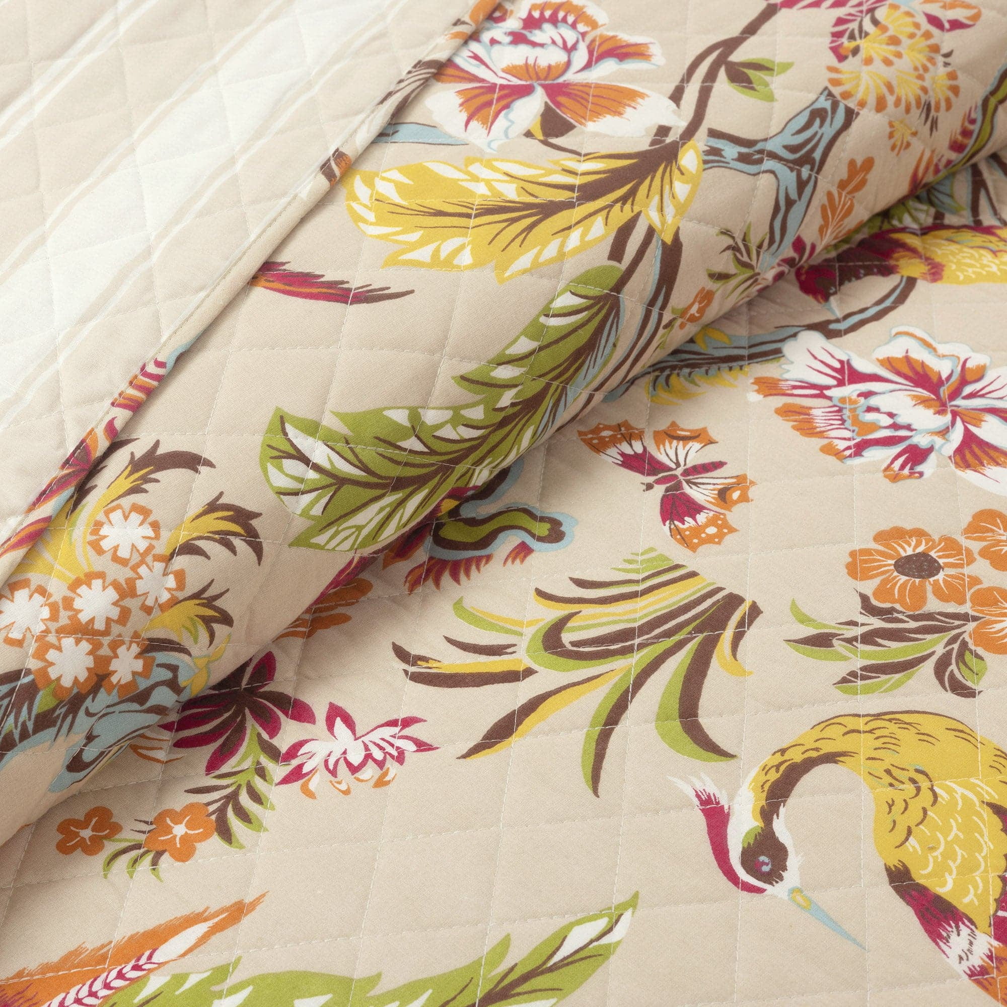 Lush Decor Dolores Nature Cotton Reversible Quilt, King, Yellow/Blue, 3-Pc Set