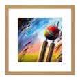 thumbnail image 1 of Cricket Wicket Fast Bowler Sports Splatter Style Oil Painting Square Wooden Framed Wall Art Print Picture 8X8 Inch, 1 of 4