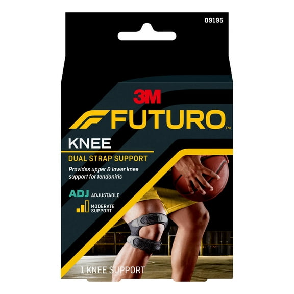FUTURO Adjustable Dual Strap Knee Support w/ Gel Pad, One Size, Moderate Comprssion