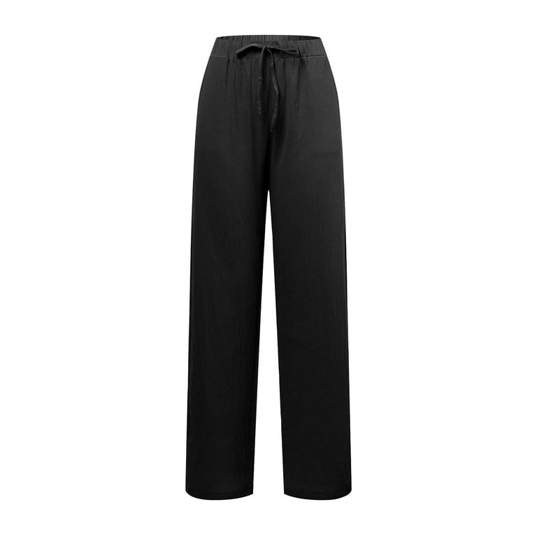 chinese dress ladies Linen Work Pants for Women High Waisted Dress Pants Wide Leg Trousers Pants  Palazzo Pants Dressy Slacks Elastic Waist Business Casual Pants with  Pockets Lightweight Summer Pants Petite Office Pants at Amazon main image 0