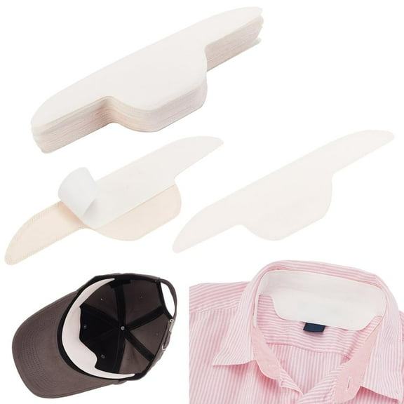 3 Bag 30 pcs Collar Protectors Sweat Pads Absorbent Hat Liners Pads Self Adhesive Invisible Collar Neck Liner Pad Against Sweat & Stains for Men Women Collar Shirt Hat