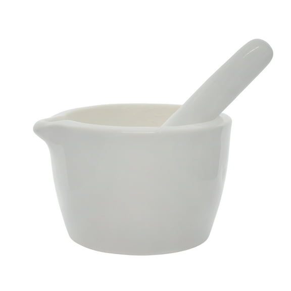 Porcelain Mortar & Pestle Set, 5oz (150ml) - Heavy Duty - Unglazed Grinding Surface - Excellent for Kitchen or Laboratory - Grinds Powdered Chemicals, Herbs, Spices, Pills - White - Eisco Labs