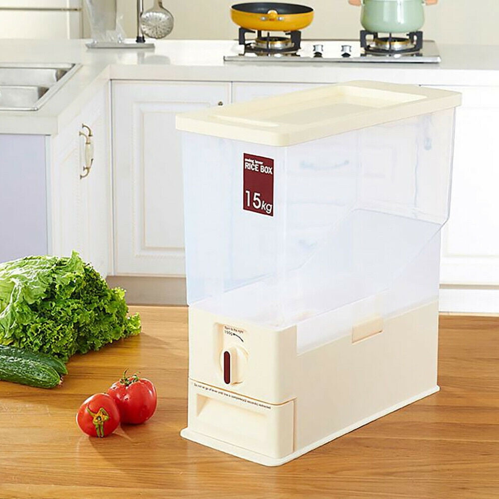 Miumaeov Rice Dispenser 33 Lbs Home Kitchen Container Bucket Airtight