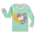thumbnail image 2 of WIBACKER Toddler Kids Little Girls Cotton Long Sleeve Pjs Set Cartoon Unicorn Print 2-Pieces Daily Sleepwear, 2 of 8