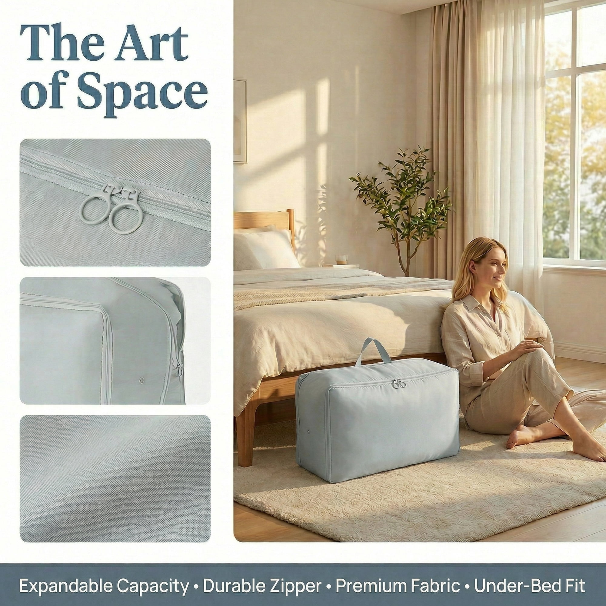 Unique Bargains Foldable Storage Bags Ideal for Organizing Bedroom Grey 21.3"x16.5"x11.8"