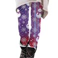 thumbnail image 2 of Christmas Leggings for Women Plus Size High Waisted Snowflake Snowman Print Tights Soft Tummy Control Gym Workout Yoga Pants Purple,XL, 2 of 5