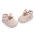thumbnail image 4 of hengsof Infant Girls Soft Sole First Walking Shoes with Adorable Bow, Breathable Non Slip Crib Shoes for Babies 0-12 Months, Spring Fall Baby Girl Princess Shoes, 4 of 8