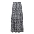 thumbnail image 4 of BRDFRL Maxi Skirt for Women Floral Boho Flowy Pleated Tiered Ruffle Elastic High Waist A Line Long Skirts with Pockets Black S, 4 of 5