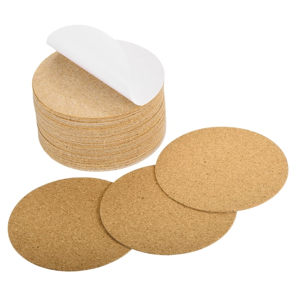 48Pack Self Adhesive Cork for Coaster, 95mm/3.74inch Round Cork Tiles(1mm Thick)