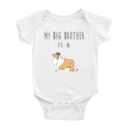 

My Big Brother Is A Rough Collie Dog Cute Baby Bodysuit Unisex
