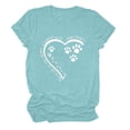 thumbnail image 1 of Meichang T-Shirts de la Saint-Valentin pour Femmes Hauts Mignons Imprimé Cœur Vacances Col Rond Hauts Décontractés Manches Courtes Cadeaux T-Shirts Blouses Liquidation de Printemps, 1 of 3
