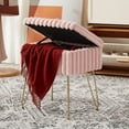 thumbnail image 5 of Ebenchico Faux Fur Uphosltered Vanity Stool with Storage and Metal Legs, Pink, 5 of 15