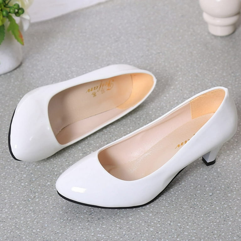 LWVITH Womens Court Shoes Pointed Toe Kitten Mid Low Heel Sandals Ladies Pumps Comfort Work Office Party Occasion Heeled Shoes White 6 Walmart