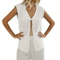 thumbnail image 2 of Ladies' Fashionable Cutout Sweater Short Sleeved Knitted Cardigan Vacation Lace Up Blouse Cardigan Sweaters for Women, 2 of 2
