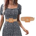 thumbnail image 3 of Prolriy Belts for Women Belts for Dresses Elastic Rattan Waist Band with Wood Buckle Womens Belt Beige, 3 of 5