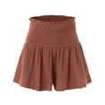 thumbnail image 4 of ZZwxWA Cotton Linen Shorts for Women Trendy Smocked High Waisted Summer Shorts Casual Ruffle Wide Leg Lounge Short, 4 of 6