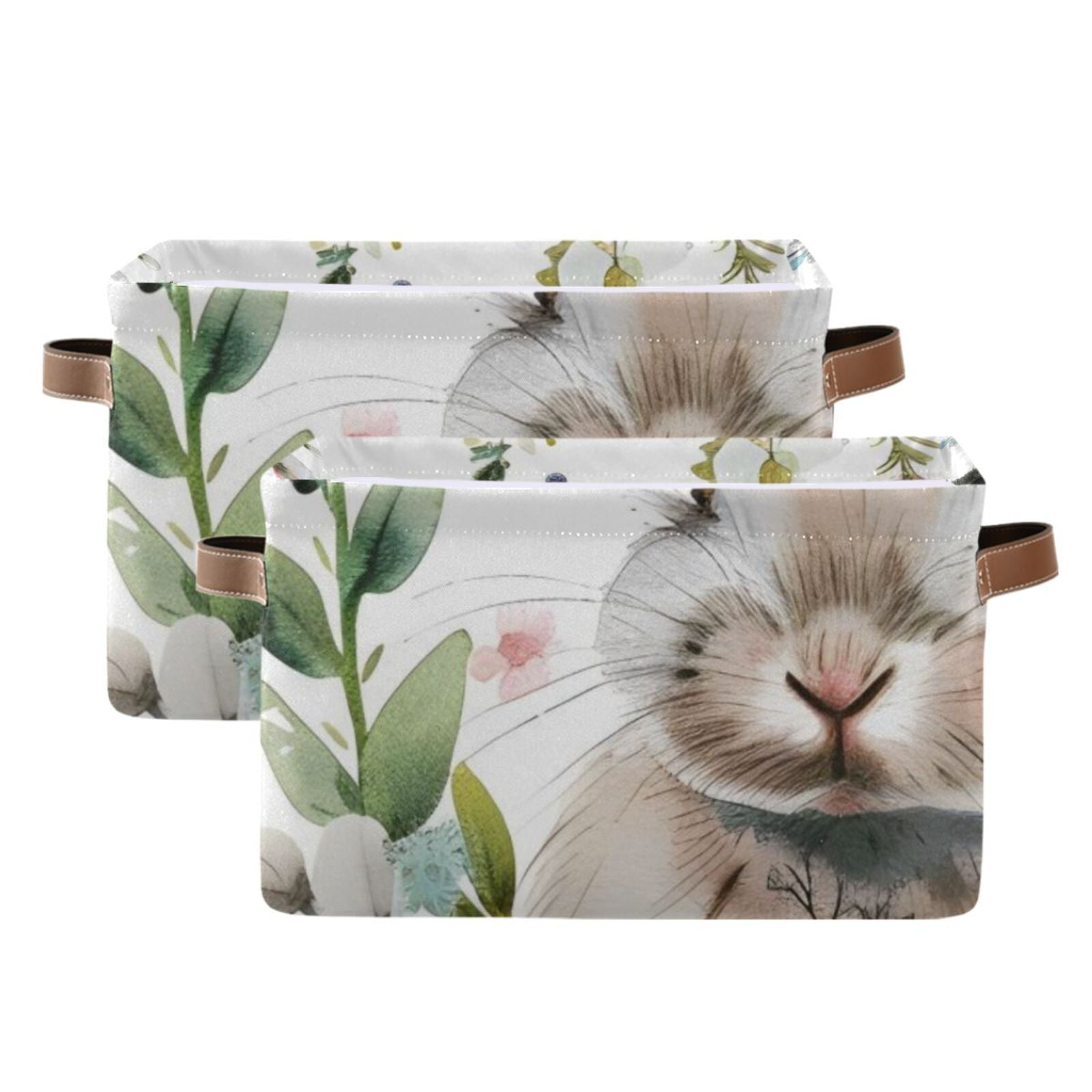 Bunny in Floral Flowers Rabbit Storage Bins Baskets With Handles Storage Box Clothes Organizer Organization Toys