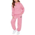 thumbnail image 3 of CPNG Girls 2 Piece Outfits Football Bow Print Long Sleeve Hoodie with Matching Jogger Pants Kids Loose Casual Sweatsuit Set, 3 of 5